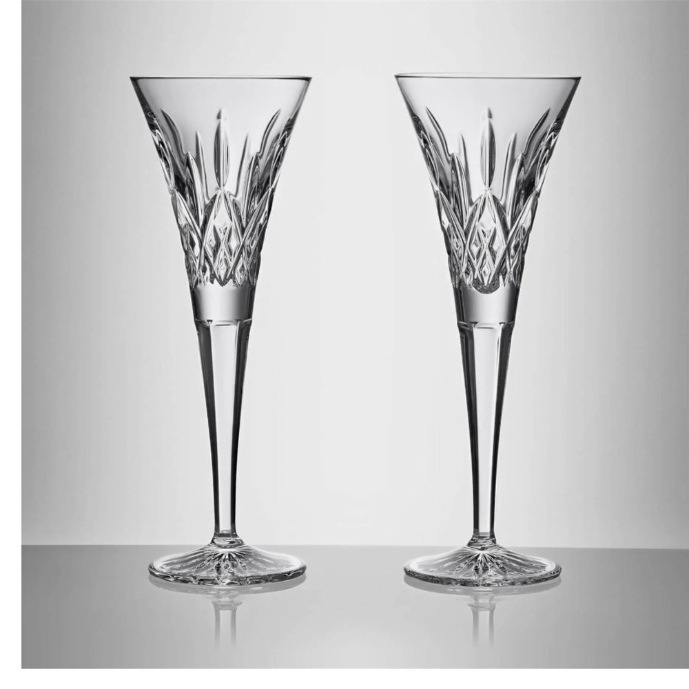 Beautiful Waterford Lismore Toasting Champagne Flutes, Set of 2